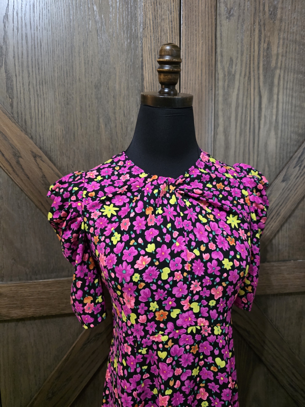 Kate Spade Neon Pink and Yellow Floral Fit-and-Flare Dress - Picture 2 of 4